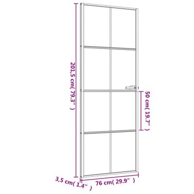 vidaXL Ușă de interior negru 76x201,5 cm sticlă securiz./aluminiu slim