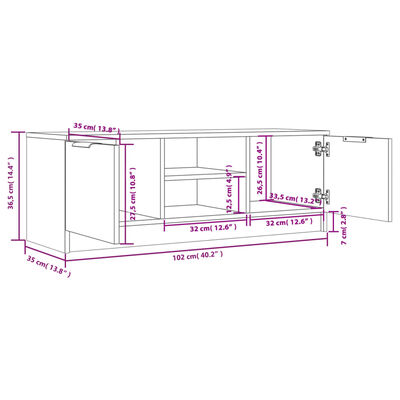 vidaXL Comodă TV, alb extralucios, 102x35x36,5 cm, lemn prelucrat