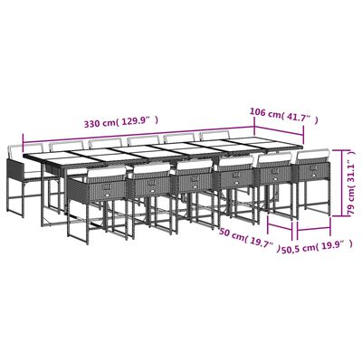 vidaXL Set mobilier de grădină cu perne, 13 piese, negru, poliratan