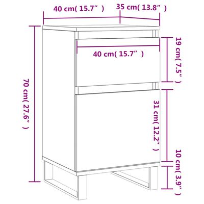 vidaXL Servante, 2 buc., gri sonoma, 40x35x70 cm, lemn prelucrat