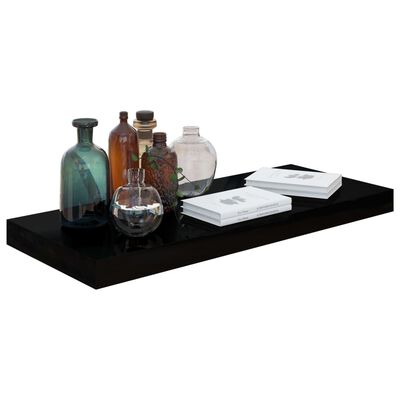 vidaXL Rafturi de perete 4 buc. negru extralucios, 60x23,5x3,8 cm, MDF