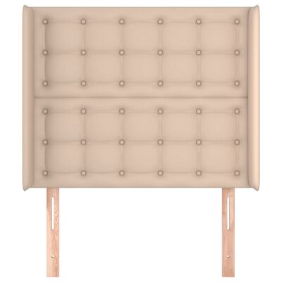 vidaXL Tăblie pat cu aripioare cappuccino 83x16x118/128 cm piele eco