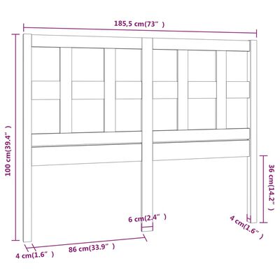 vidaXL Tăblie de pat, maro miere, 185,5x4x100 cm, lemn masiv de pin