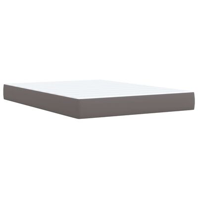 vidaXL Pat box spring cu saltea, gri, 140x200 cm, piele ecologică