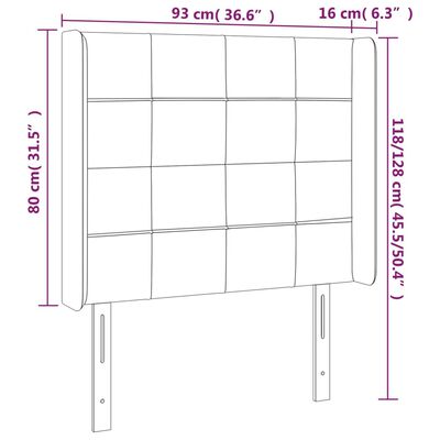 vidaXL Tăblie de pat cu LED, negru, 93x16x118/128 cm, catifea