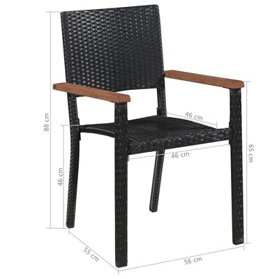 vidaXL Set mobilier de grădină, 7 piese, negru