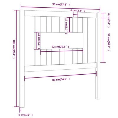 vidaXL Tăblie de pat, maro miere, 96x4x100 cm, lemn masiv de pin