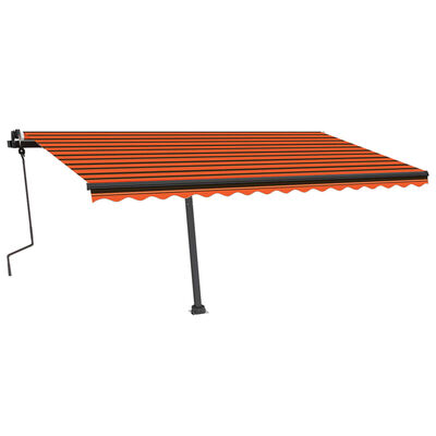 vidaXL Copertină retractabilă manual, LED, portocaliu/ maro 450x350 cm