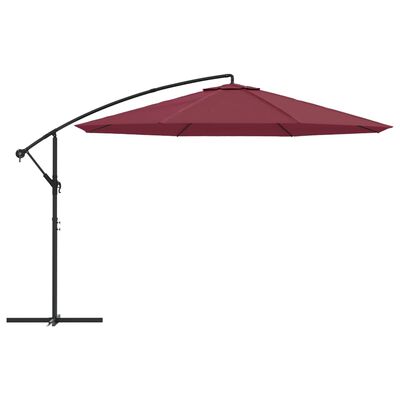 vidaXL Umbrelă suspendată cu stâlp din aluminiu, 350 cm, roșu bordo