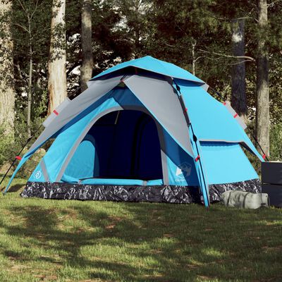 vidaXL Cort de camping cupolă 5 persoane, setare rapidă, albastru