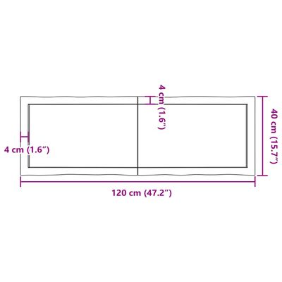 vidaXL Blat masă 120x40x(2-4) cm lemn stejar netratat contur organic