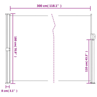 vidaXL Copertina laterală retractabilă, bej, 180x300 cm