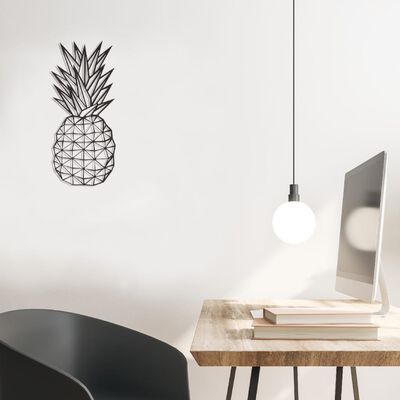 Homemania Decor de perete Pineapple, negru, 22x55 cm, oțel