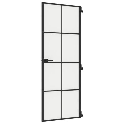 vidaXL Ușă de interior negru 76x201,5 cm sticlă securiz./aluminiu slim