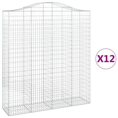 vidaXL Coșuri gabion arcuite, 12 buc 200x50x220/240cm, fier galvanizat