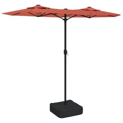 vidaXL Umbrelă de soare cu două capete cu LED-uri cărămiziu 316x240 cm