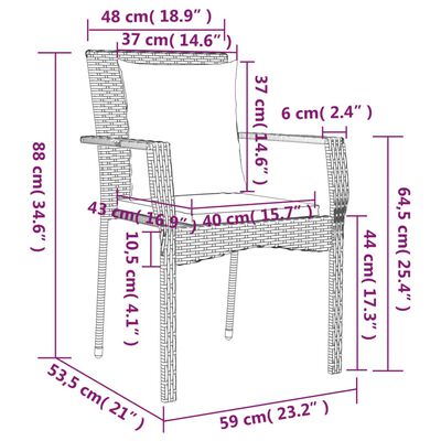 vidaXL Set mobilier de grădină cu perne, 7 piese, negru, poliratan