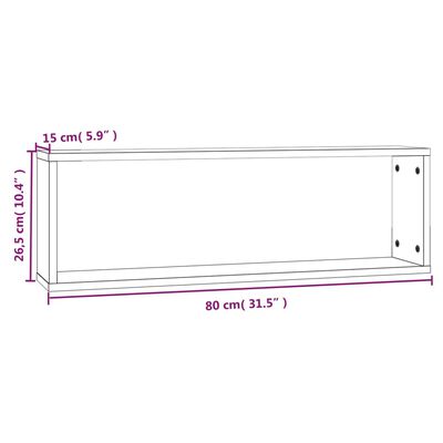 vidaXL Rafturi de perete cub, 4 buc. stejar maro, 80x15x26,5 cm, lemn