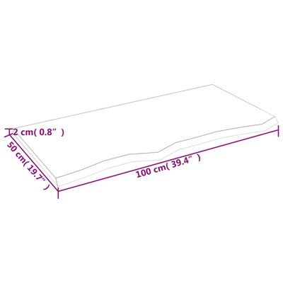 vidaXL Poliță perete maro deschis 100x50x2 cm lemn masiv stejar tratat