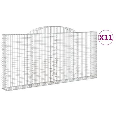 vidaXL Coșuri gabion arcuite 11 buc. 300x30x140/160cm fier galvanizat