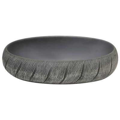vidaXL Lavoar de blat, negru și gri, 59x40x15 cm, ceramică, oval