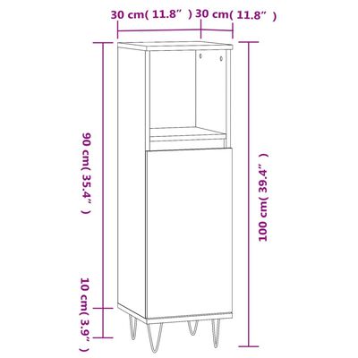 vidaXL Dulap de baie, gri sonoma, 30x30x100 cm, lemn prelucrat