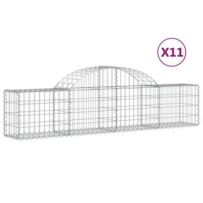 vidaXL Coșuri gabion arcuite 11 buc, 200x30x40/60 cm, fier galvanizat