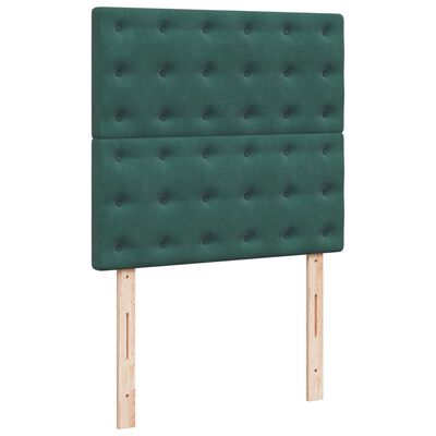 vidaXL Pat box spring cu saltea, verde închis, 90x190 cm, catifea