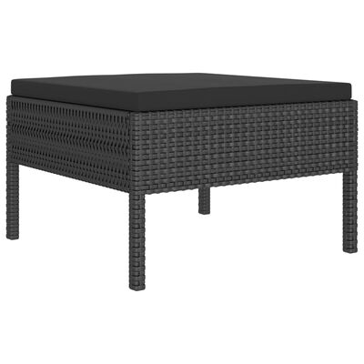 vidaXL Set mobilier de grădină cu perne, 11 piese, negru, poliratan