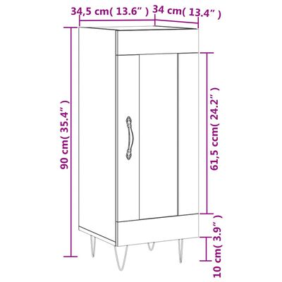 vidaXL Servantă, gri sonoma, 34,5x34x90 cm, lemn compozit