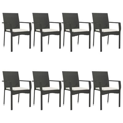 vidaXL Set mobilier de grădină cu perne, 9 piese, negru, poliratan