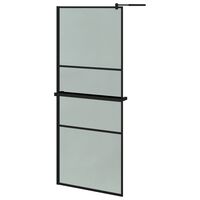 vidaXL Paravan duș walk-in cu raft negru 80x195 cm sticlă ESG/aluminiu