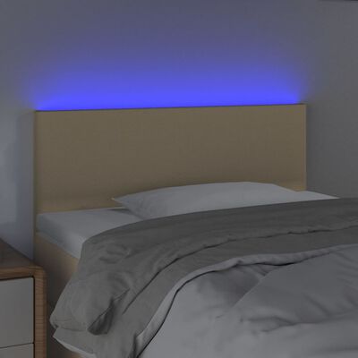 vidaXL Tăblie de pat cu LED, crem, 90x5x78/88 cm, textil