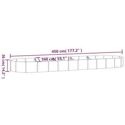 vidaXL Strat înălțat grădină 450x140x36 cm oțel vopsit electrostatic