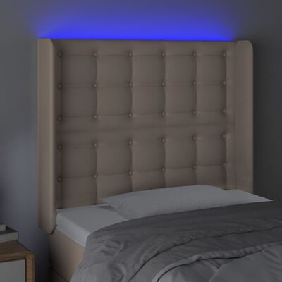 vidaXL Tăblie de pat cu LED cappuccino 83x16x118/128cm piele ecologică