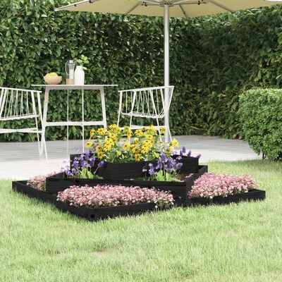 vidaXL Jardinieră, negru, 112x112x27 cm, lemn masiv de pin