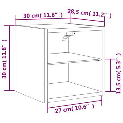 vidaXL Comode TV cu lumini LED, 2 buc., stejar maro, 30x28,5x30 cm