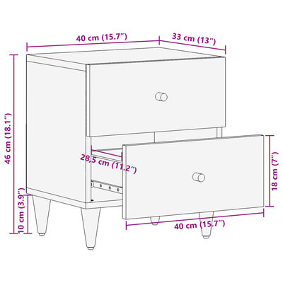 vidaXL Noptiere, 2 buc., 40x33x46 cm, lemn masiv de acacia