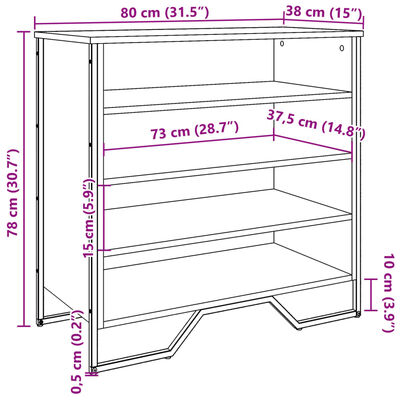 vidaXL Pantofar, gri sonoma, 80x38x78 cm, lemn compozit