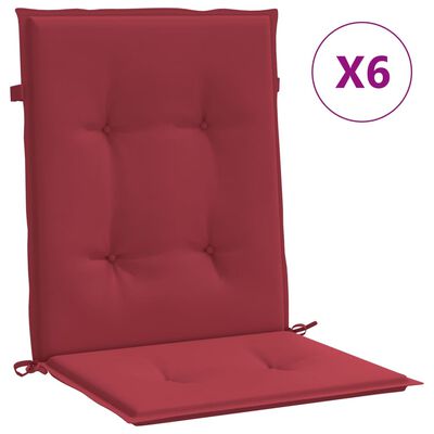vidaXL Perne cu spătar mic, 6 buc. roșu vin 100x50x3 cm textil oxford