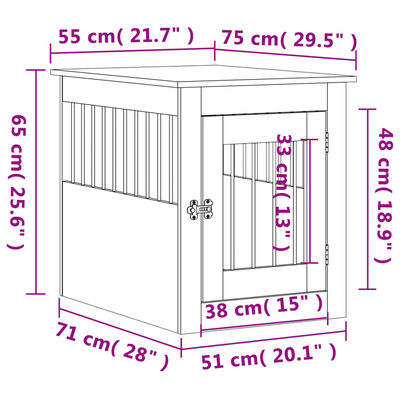 vidaXL Ladă pentru câini, gri beton, 55x75x65 cm, lemn compozit