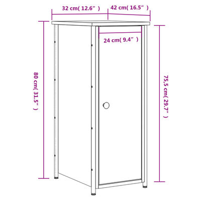 vidaXL Noptiere, 2 buc., stejar fumuriu, 32x42x80 cm, lemn compozit