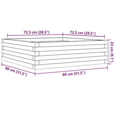 vidaXL Jardinieră de grădină, 80x80x23 cm, lemn de pin impregnat