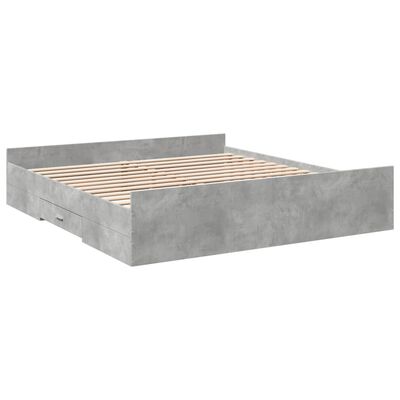 vidaXL Cadru de pat cu sertare gri beton 200x200 cm lemn prelucrat