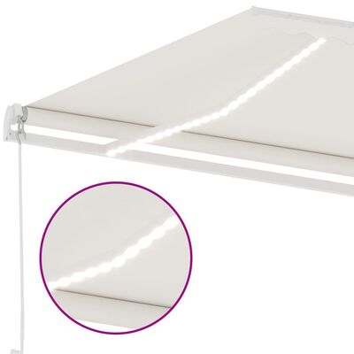 vidaXL Copertină retractabilă manual cu LED, crem, 500x300 cm