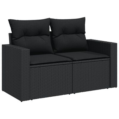 vidaXL Set mobilier de grădină cu perne, 6 piese, negru, poliratan