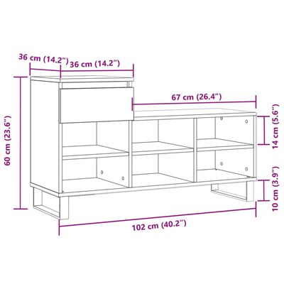 vidaXL Pantofar, alb extralucios, 102x36x60 cm, lemn compozit