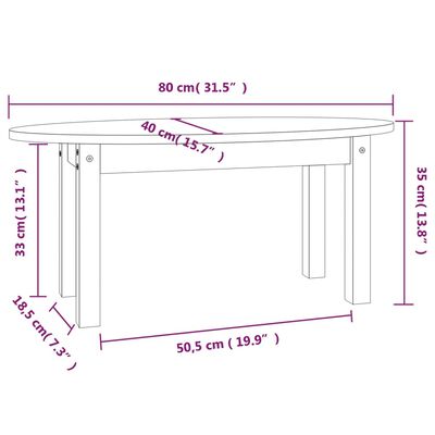 vidaXL Măsuță de cafea, maro miere, 80x40x35 cm, lemn masiv de pin