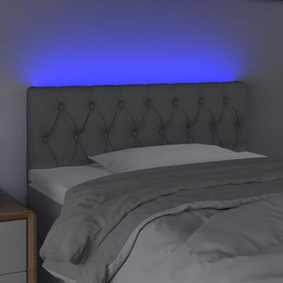 vidaXL Tăblie de pat cu LED, gri deschis, 90x7x78/88 cm, textil