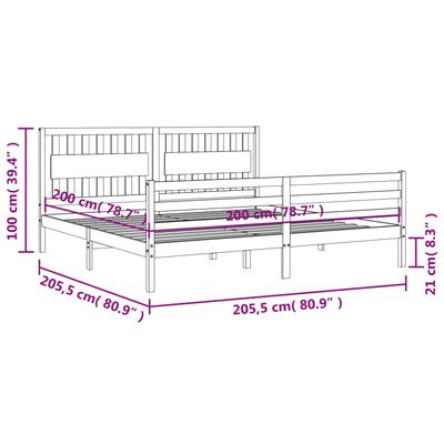 vidaXL Cadru pat cu tăblie 200x200 cm, alb, lemn masiv